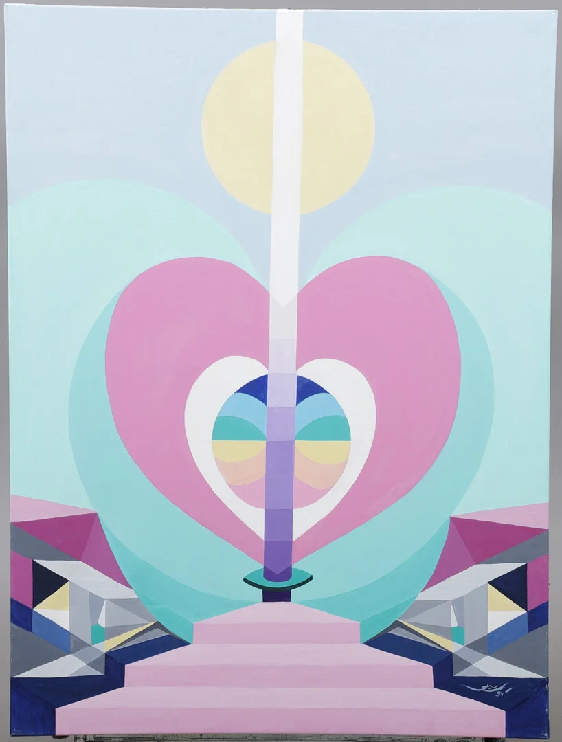 CHRISTIN OHLIN (1946-2025). Komposition med hjärta, olja på duk, signerad och daterad -94. — Paintings — Växjö Auktionskammare