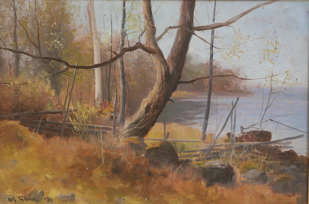 ALFRED THÖRNE. Olja på pannå, signerad. — Paintings — RA Auktionsverket Norrköping