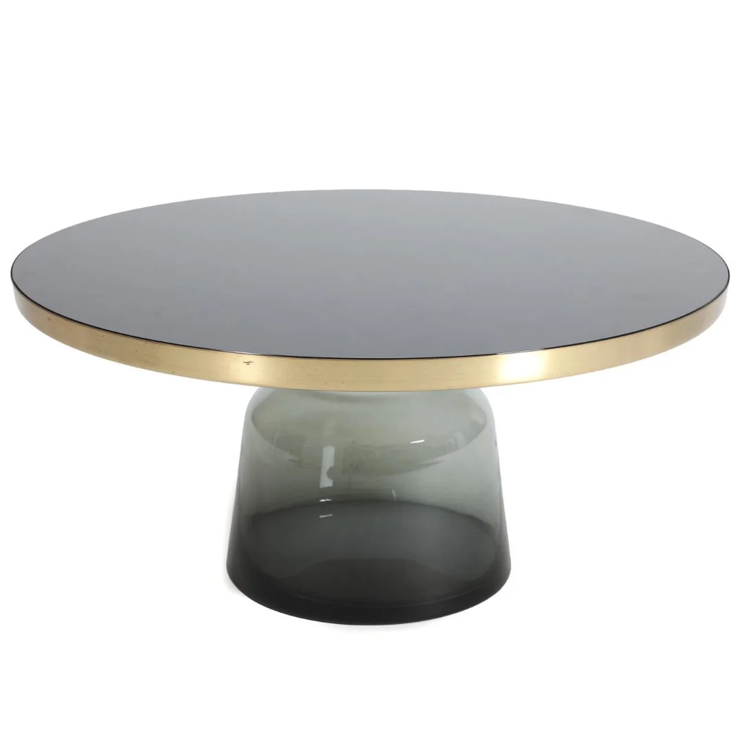 Sebastian Herkner: “Bell”. Glass coffee table with black top and brass edge. Manufactured by ClassiCon. H. 36. Diam. 75 cm. — Modern Furniture — Bruun Rasmussen