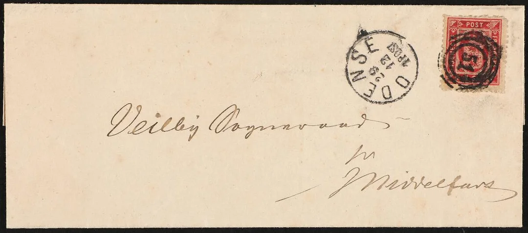 Official. 1871. 4 Skilling, carmine rose. Lineperforated 12 1/2. Fine cover from Odense to Copenagen, numeral canc. 51 and sidemark ODENSE 29.12. Cert. — Stamps, Covers & Postal History/Denmark/Tjeneste — Bruun Rasmussen