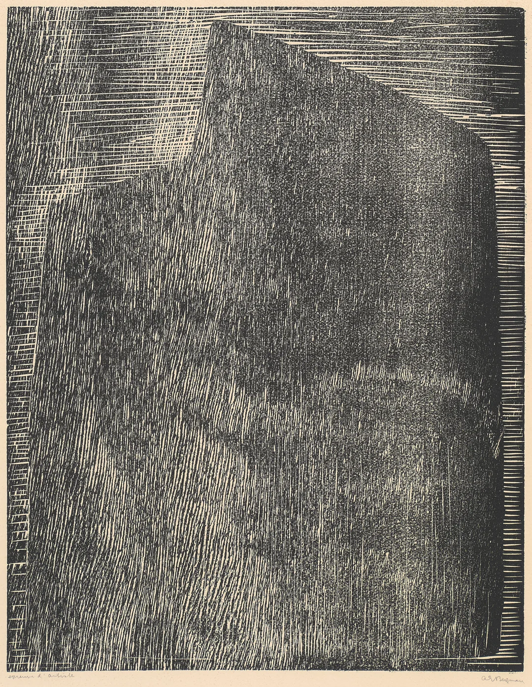 Bergman, Anna-Eva — "GB19-1957 Klipper i regn" 1957 — Kunst/Grafikk — Blomqvist