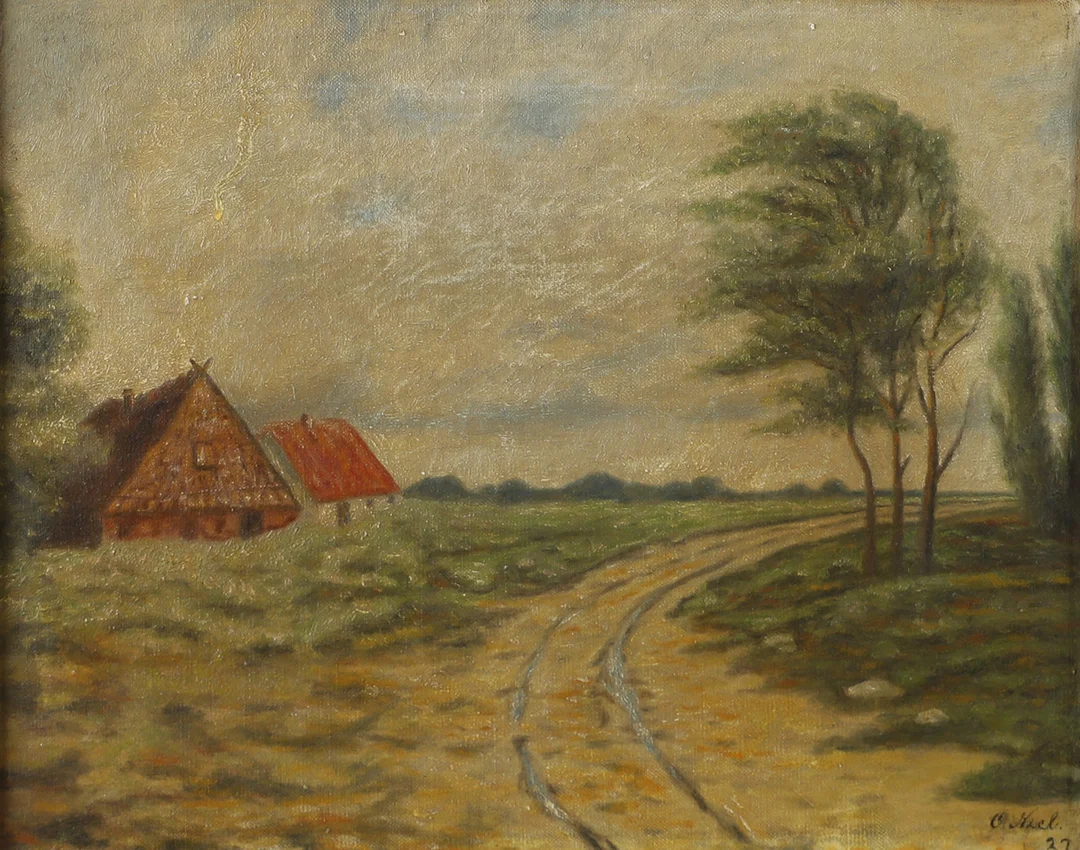 OIDENTIFIERAD KONSTNÄR. Landskap, olja på duk, otydligt signerad. — Paintings — Helsingborgs Auktionskammare