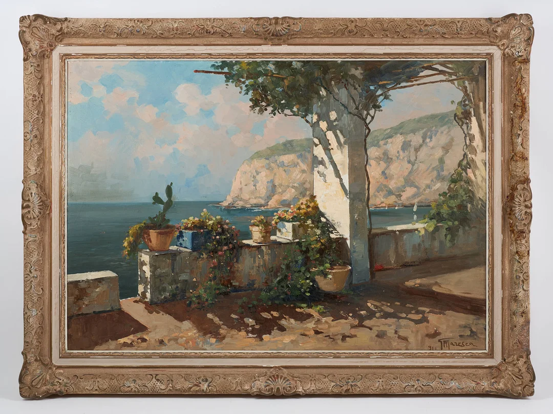 MARIO MARESCA (1887-1963). Terrass på Capri, signerad, olja på duk. — Paintings — Stockholms Auktionsverk Helsinki