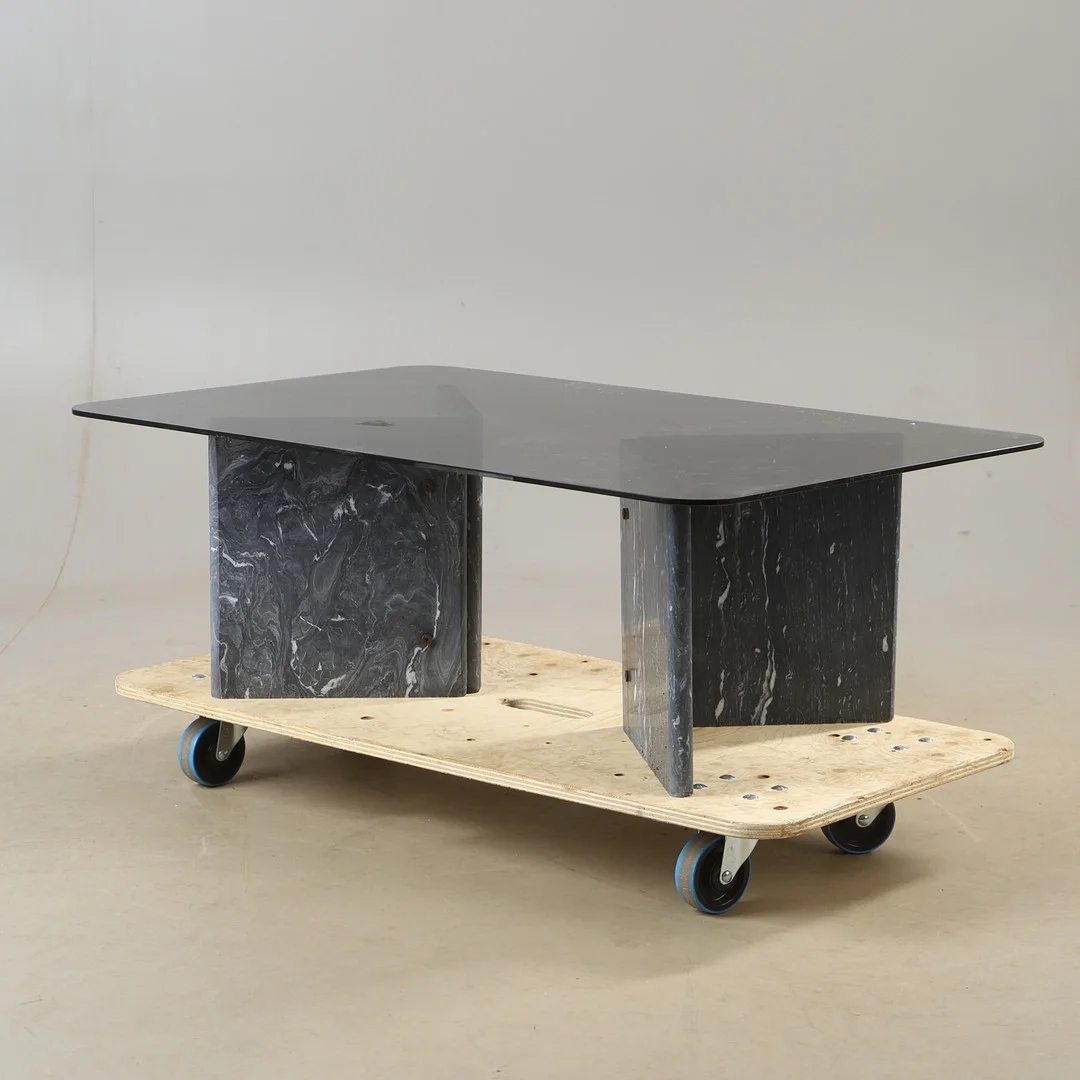 SOFFBORD, glas och sten, 1900-talets andra hälft. — Coffee Tables — Helsingborgs Auktionskammare