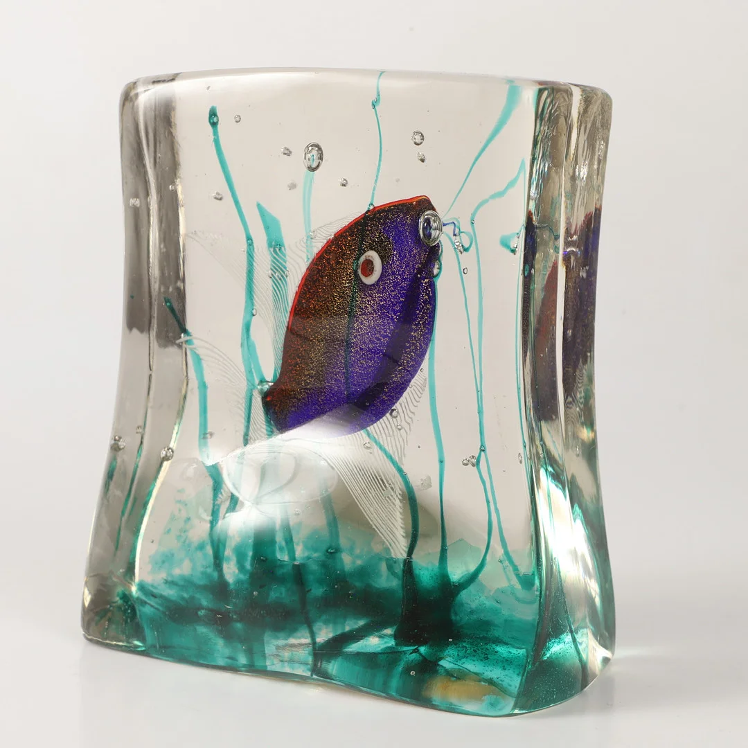 SKULPTUR, glasblock, Murano, Italien, etikettmärkt. — Art glass — Helsingborgs Auktionskammare