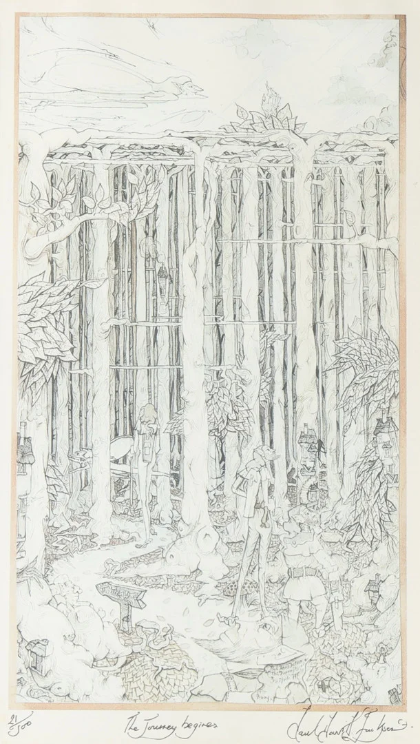 PAUL JACKSON, BRITISH ARTIST/WRITER, ''THE JOURNEY BEGINS'', SIGNED PRINT. — Engravings & Prints — Young's Auctions