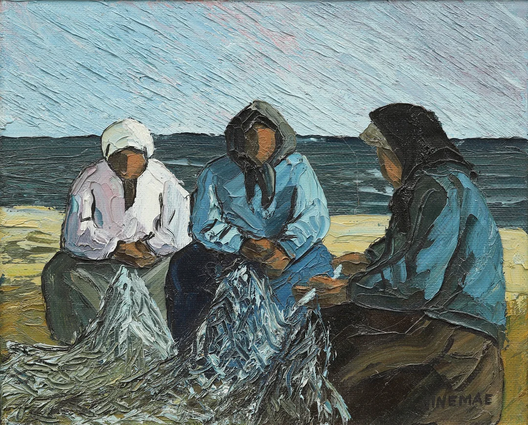 BORIS NINEMAE. Fiskargummor, olja på duk, signerad. — Paintings — Crafoord Auktioner Malmö