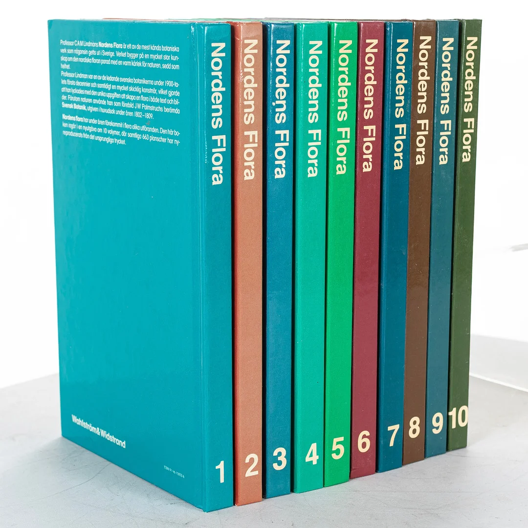 C.A.M. LINDMAN. Böcker, "Nordens Flora", band 1-10. — Books — Handelslagret Auktionsservice