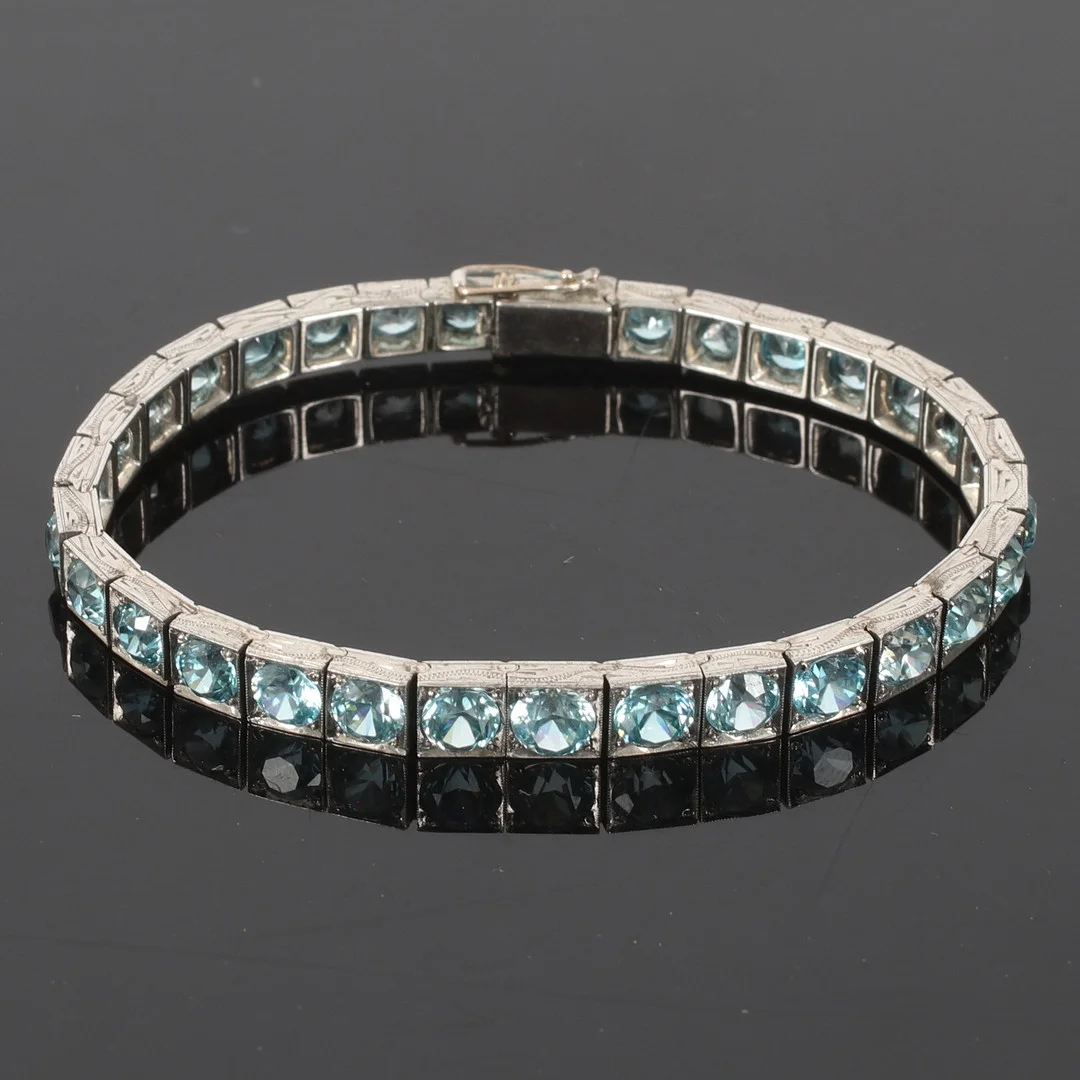 ARMBAND, Sterling silver, med Kubic Zirkoner. 1900-tal. — Bracelets — Stadsauktion Sundsvall