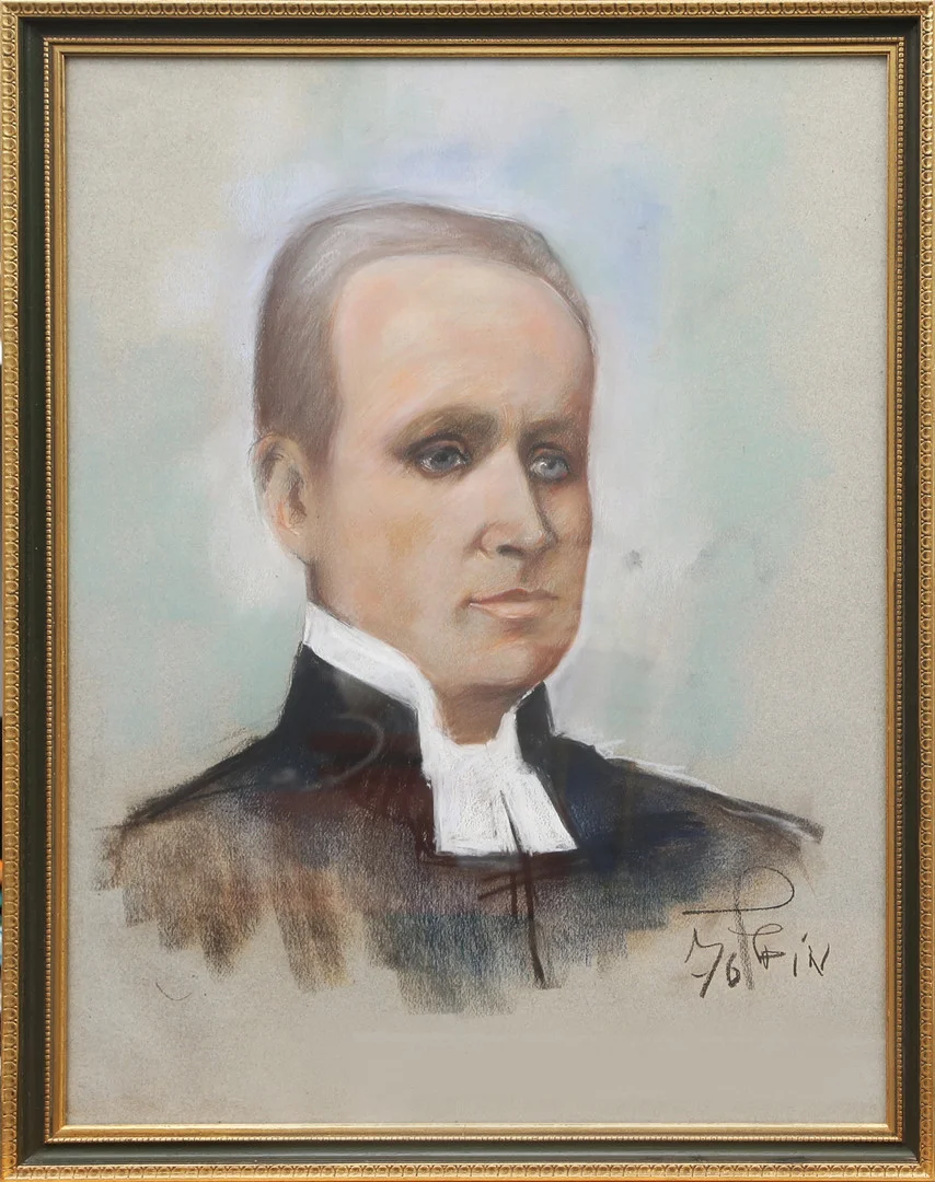 OIDENTIFIERAD KONSTNÄR. PASTELLKRITA, föreställer enligt uppgift John Ekholm, kyrkoherde i Forserum, Småland. — Drawings — Kalmar Auktionsverk