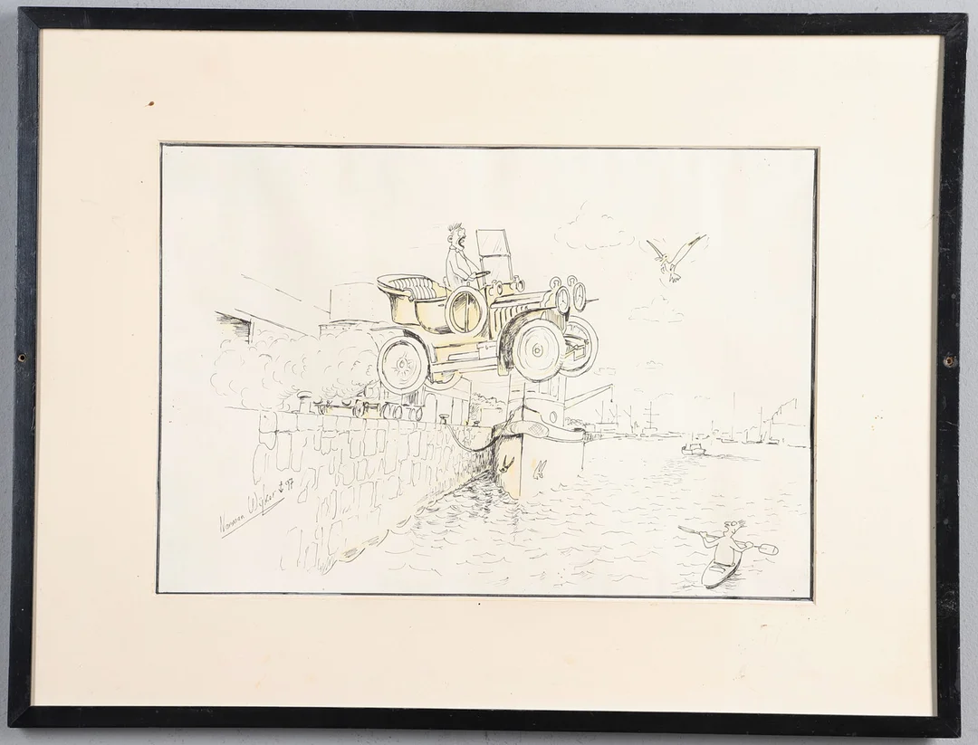 NORMAN WYKER (20TH CENTURY). PEN CARTOON. — Drawings — Lawrences Auctioneers