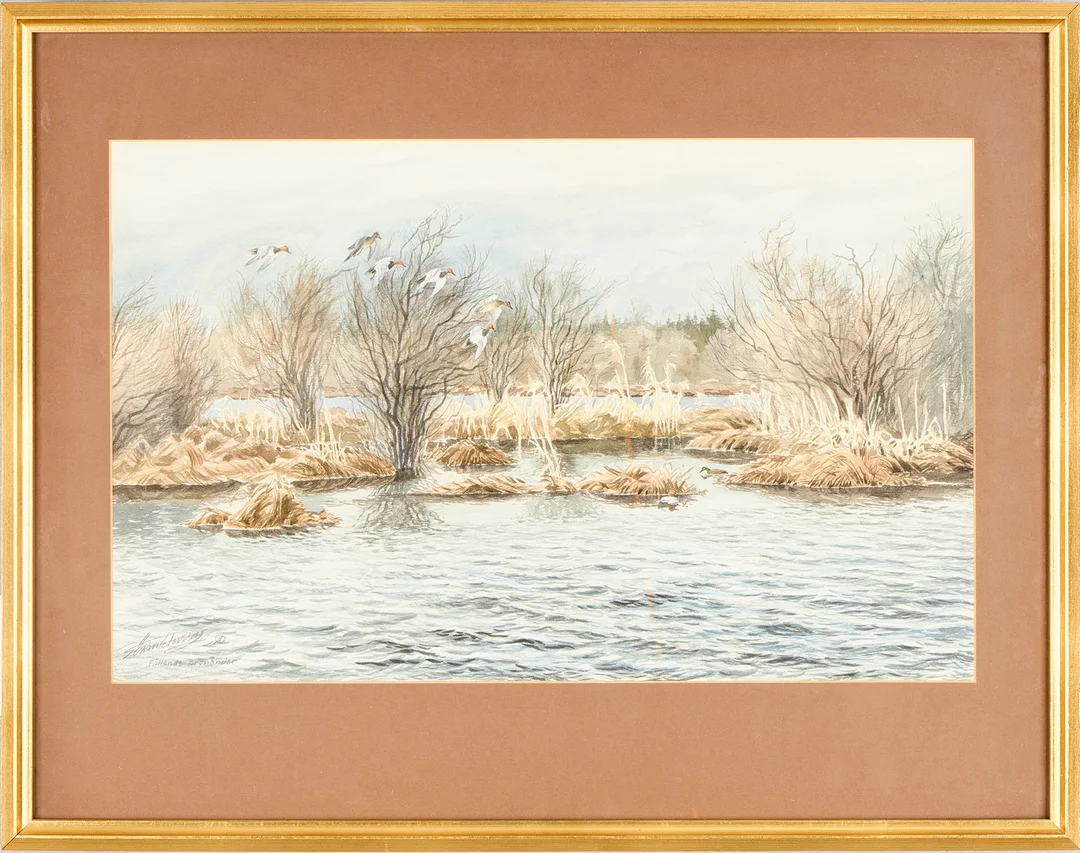 GÖRAN PETERSSON. "Fällande brunänder". — Paintings — Uppsala Auktionskammare