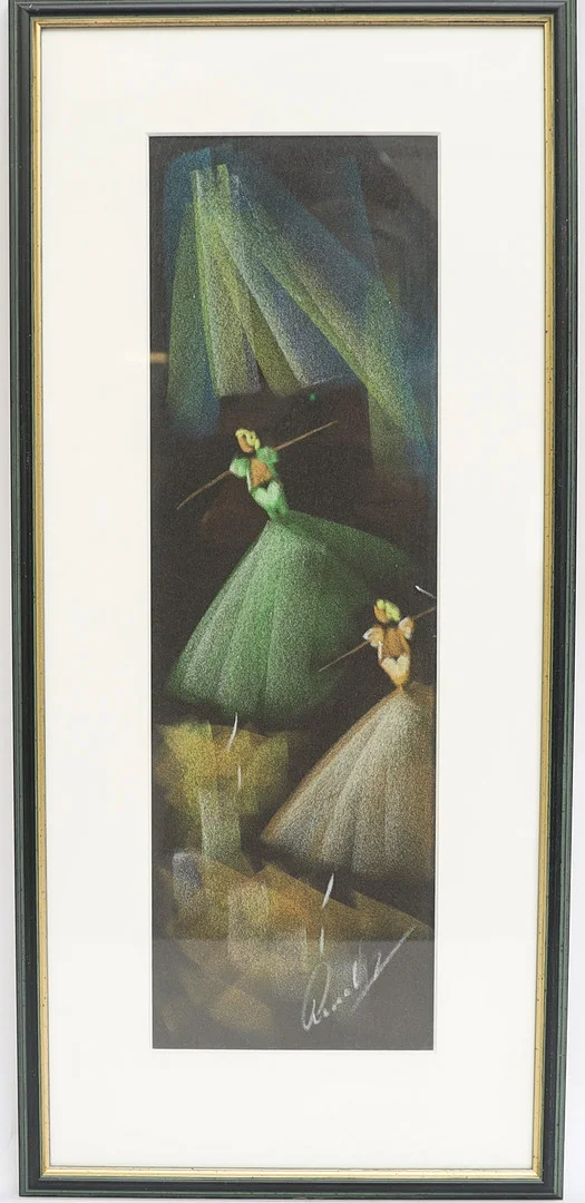 OIDENTIFIERAD KONSTNÄR. Motiv med dansöser, pastellmålning, otydligt signerad. — Paintings — Falun Auktionsbyrå