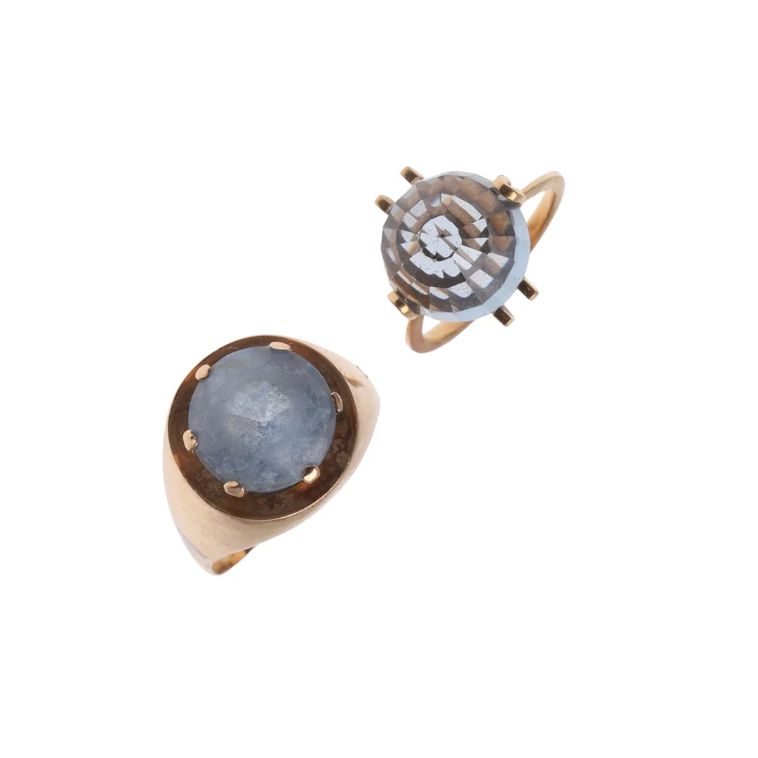 TWO GOLD AND BLUE STONE RINGS. — Rings — Lawrences Auctioneers