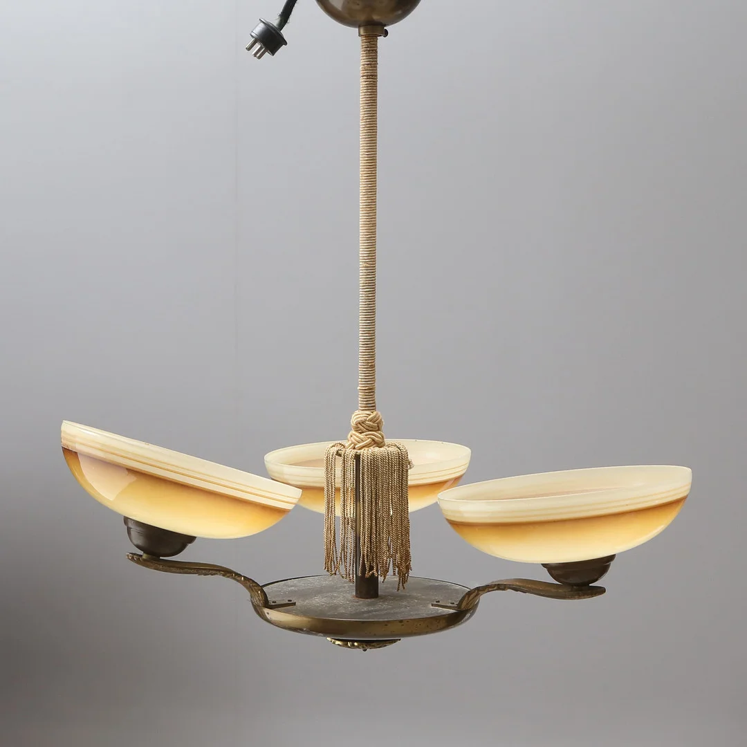 TAKLAMPA, glas/metall, 1940-tal. — Ceiling lights — Kalmar Auktionsverk