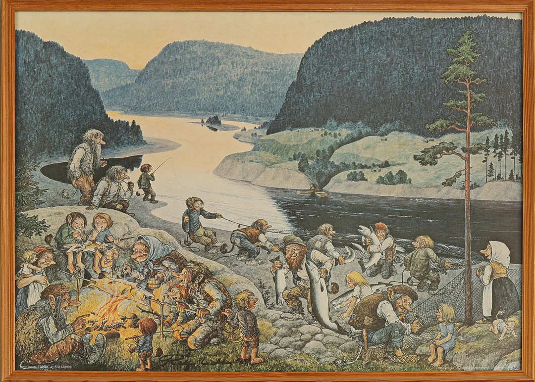 ROLF LIDBERG. "Notdragning" signerat tryck. — Engravings & Prints — Södermanlands Auktionsverk