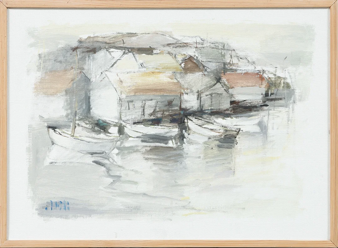 JAN ERIK BÄCKERSTEN. "Flatholmen", olja på duk, signerad. — Paintings — Göteborgs Auktionsverk