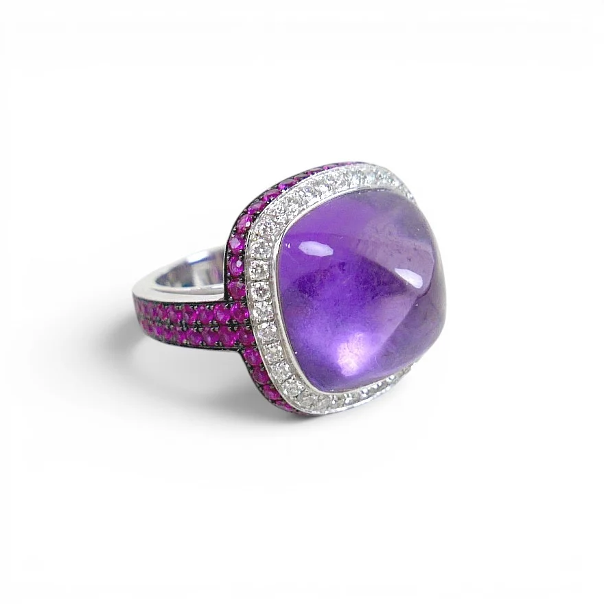 SIFANI 18CT WHITE GOLD, DIAMOND, PINK SAPPHIRE AND AMETHYST RING. — Rings — Batemans of Stamford