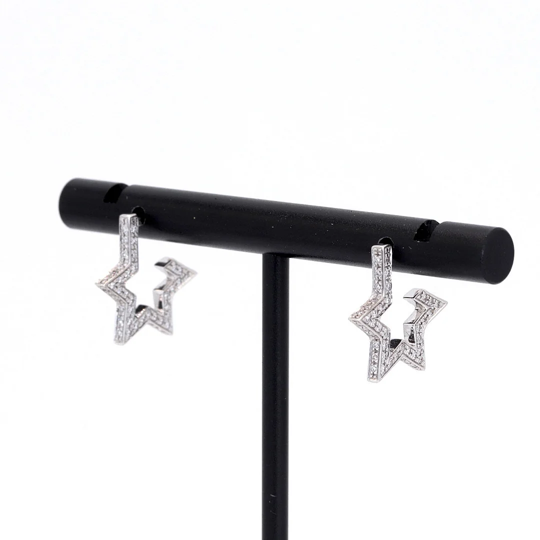18CT STAR DIAMOND EARRINGS. — Earrings — Chalkwell Auctions