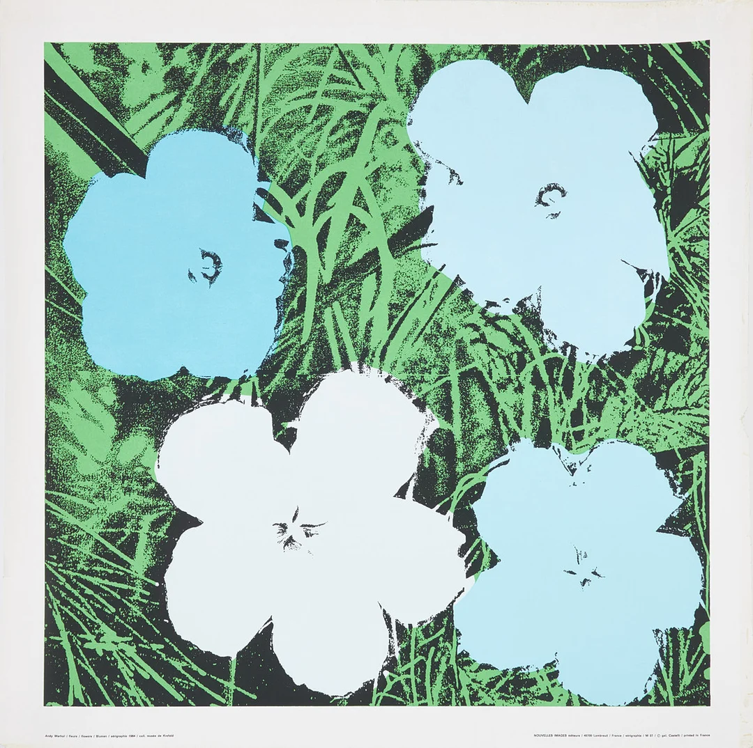 ANDY WARHOL. EFTER. "Fleurs", färgserigrafi, Nouvelles Images France, Paris, daterad i trycket 1964. — Engravings & Prints — Stockholms Auktionsverk Sickla
