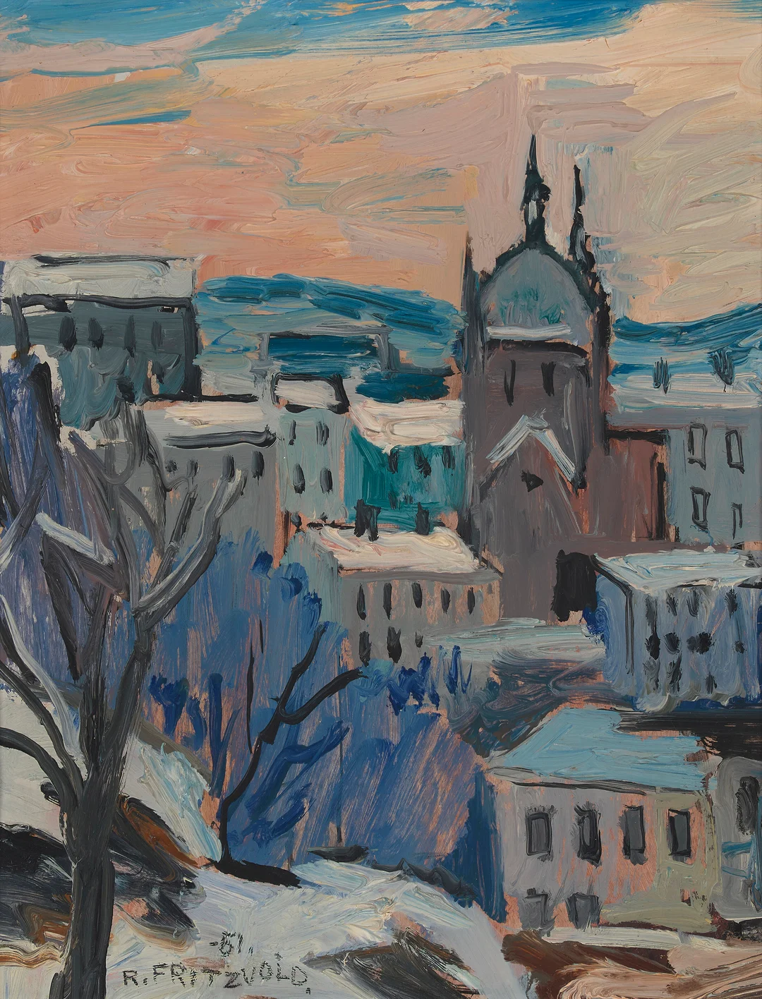 Fritzvold, Reidar — "Abelhaugen" 1951 — Kunst/Maleri — Blomqvist