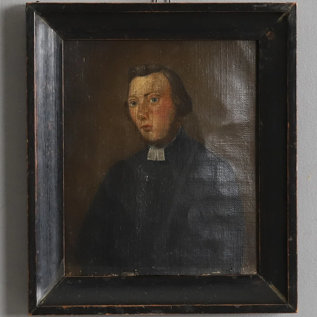 OKÄND KONSTNÄR. Olja på duk, "Prästporträtt", 1800-tal. — Paintings — Örebro Stadsauktioner