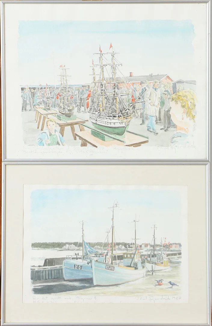 OIDENTIFIERAD KONSTNÄR. 2 stycken, akvarell, motiv från Danmark, otydligt signerade Paul. — Paintings — Helsingborgs Auktionskammare