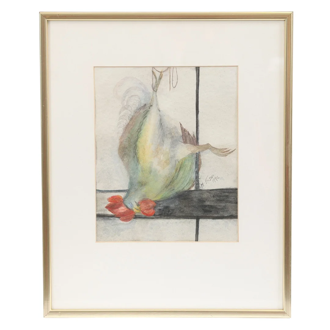 OIDENTIFIERAD KONSTNÄR. Akvarell, signerad samt daterad M F-son 1990. — Paintings — Gomér & Andersson Nyköping