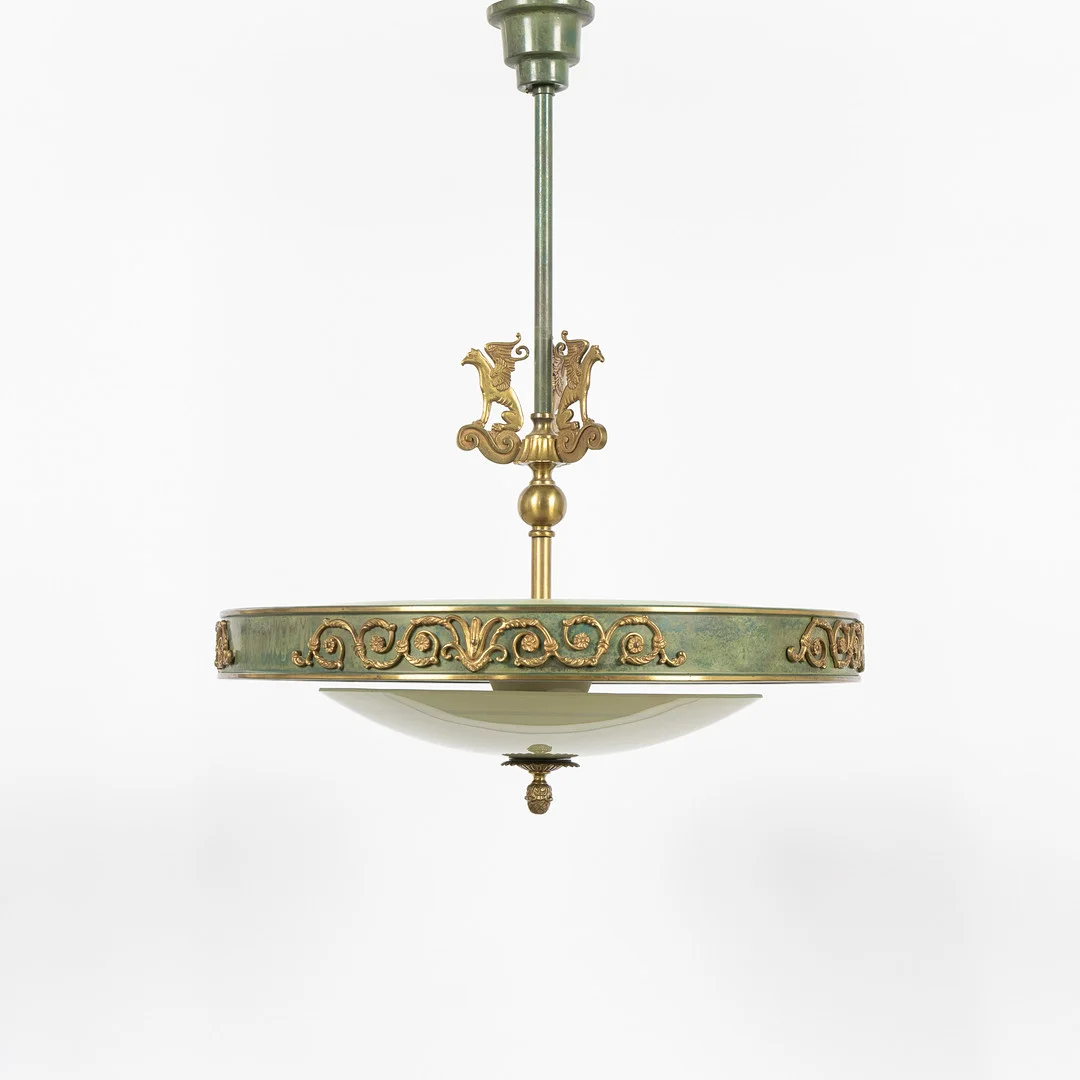 EINAR BÄCKSTRÖM. Taklampa, Einar Bäckströms metallvarufabrik, Plafond, Malmö, 1930/40-tal. — Ceiling lights — Stockholms Auktionsverk Helsingborg