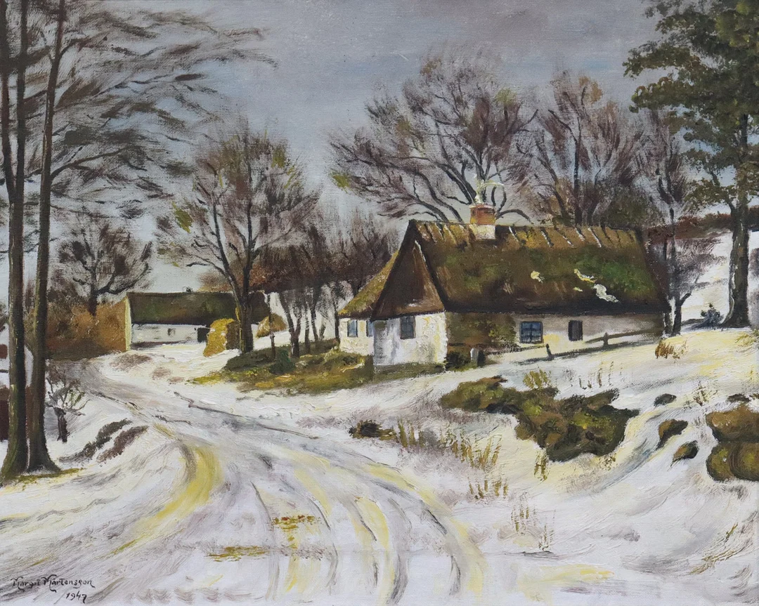 MARGIT MÅRTENSSON. olja på duk, skånsk gård. — Paintings — Markus Auktioner
