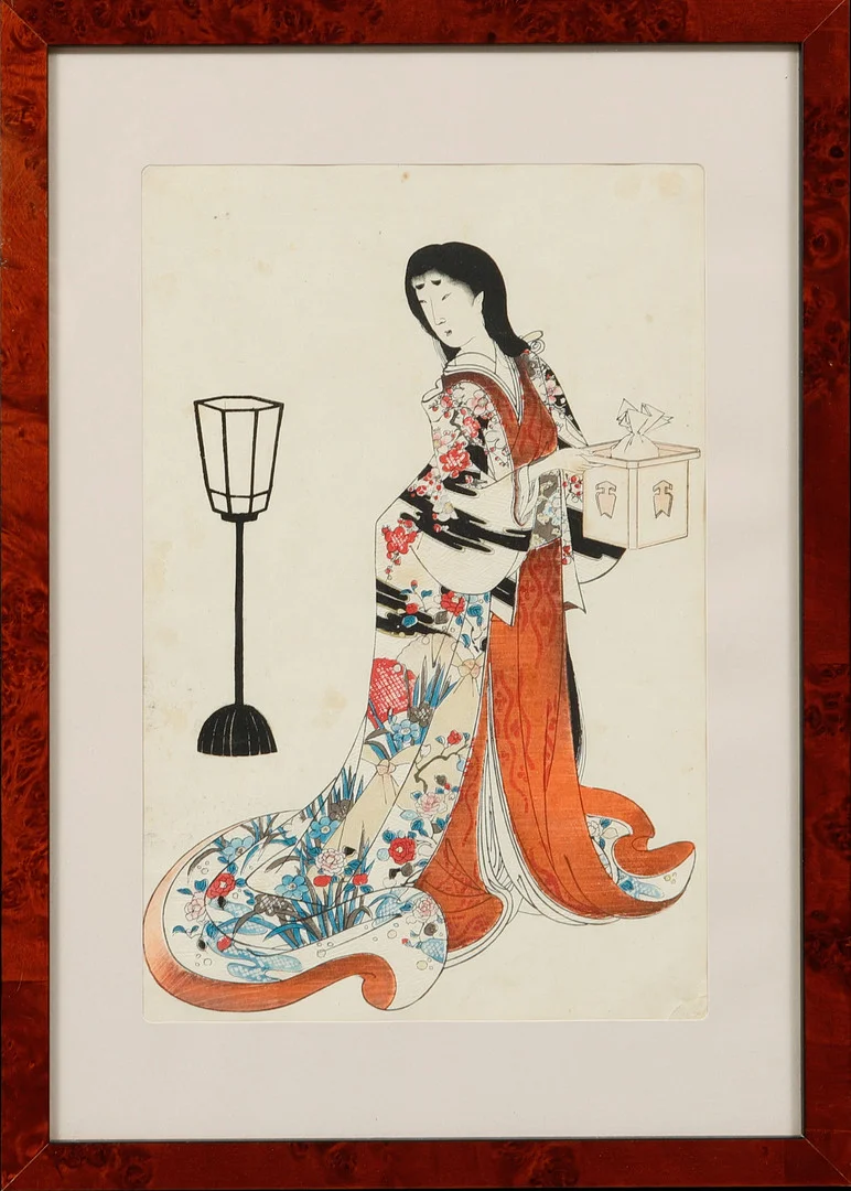 TOYOHARA CHIKANOBU. "Setsubun" träsnitt, triptyk, Japan, 18/1900-tal. — Other — Göteborgs Auktionsverk