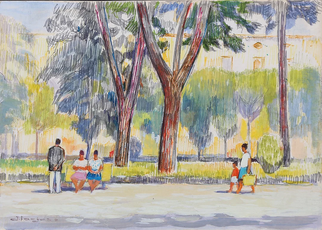 JORDI FARJAS. Park with figures. — Drawings — Balclis