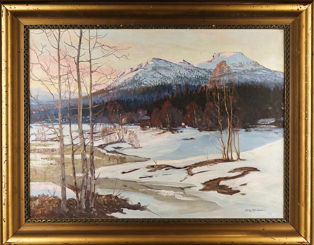NILS OLZON. Olja på duk, Landskapsmotiv, Signerad. — Paintings — Norrlands Auktionsverk