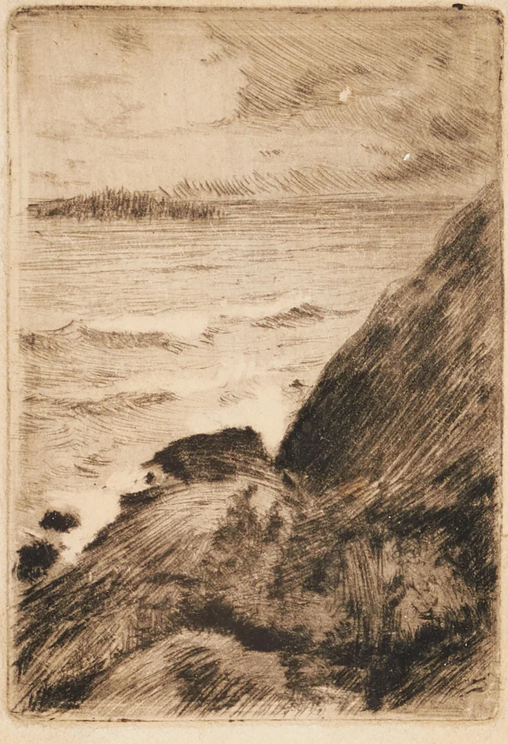 ROBERT THEGERSTRÖM (London 1857-1919 Stockholm), Klippor, signerad, etsning. — Engravings & Prints — Crafoord Auktioner Stockholm