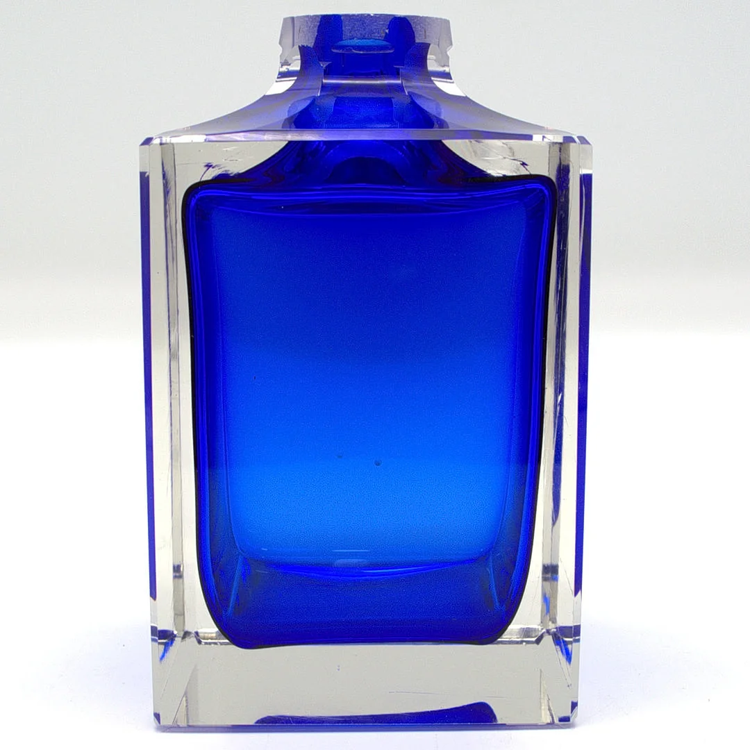 FLAVIO POLI. MURANO GLAS LAMPE / LAMPENFUSS ROYALBLAU TRANSPARENT. — Art glass — Kunst- und Auktionshaus Kleinhenz