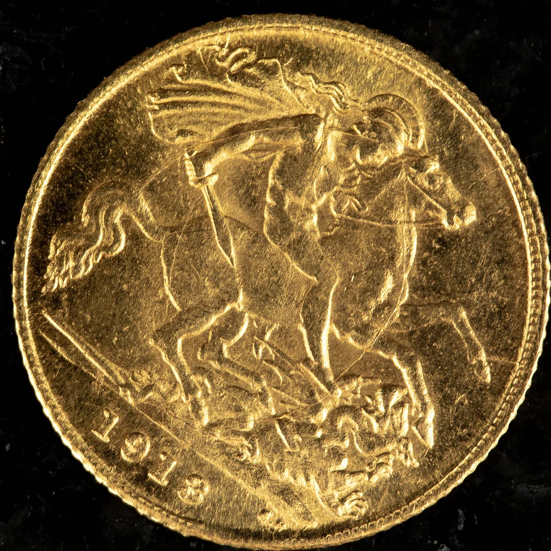 GULDMYNT. 22K, Storbritannien, George V, , 1913. — Coins & Banknotes — Norrlands Auktionsverk