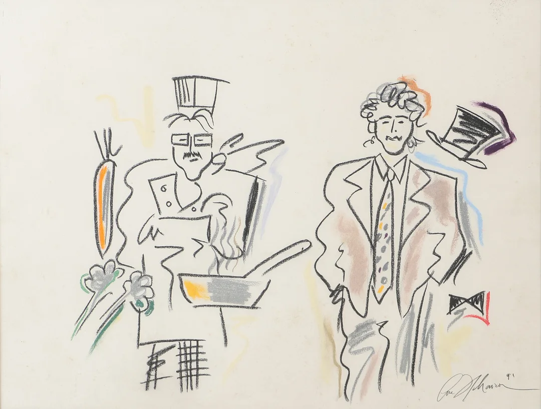 CLAES HÅKANSSON. Kocken Lagmark, teckning, signerad. — Drawings — Helsingborgs Auktionskammare