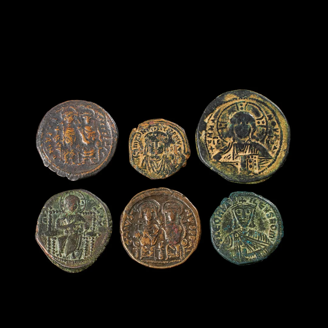 BRONSMYNT, 6 st, bysantinska ca 500-1100. — Coins & Banknotes — Stockholms Auktionsverk Sickla