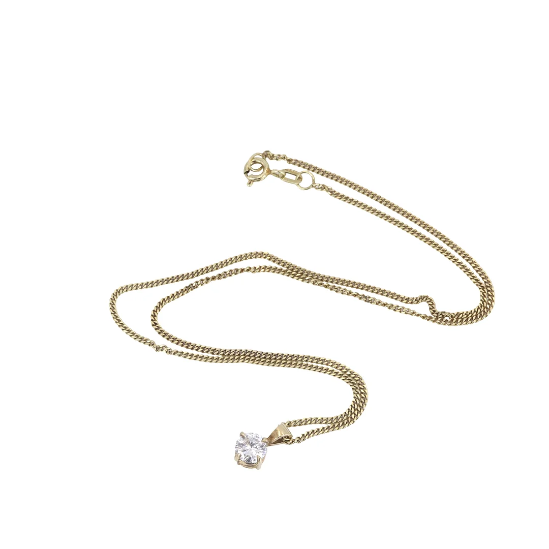 9CT GOLD DIAMOND PENDANT & CHAIN. — Necklace — Chalkwell Auctions