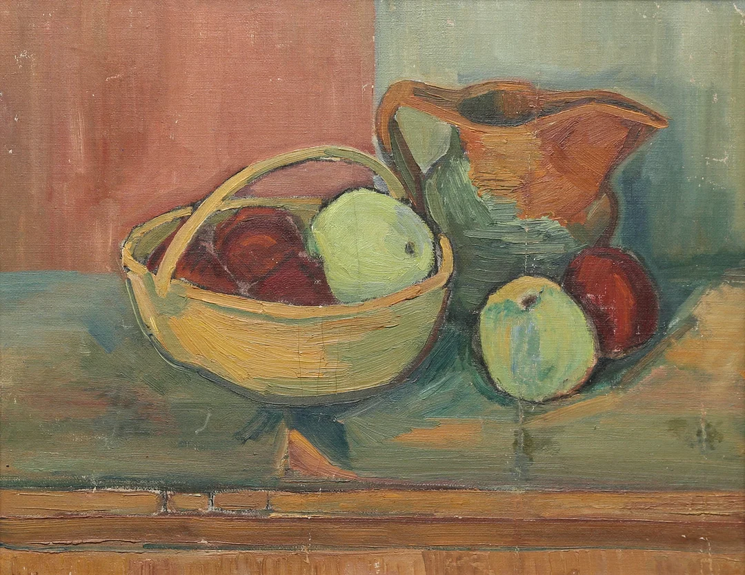 NILS NILSSON. olja på pannå, stilleben, signerad N.N. — Paintings — Gomér & Andersson Linköping