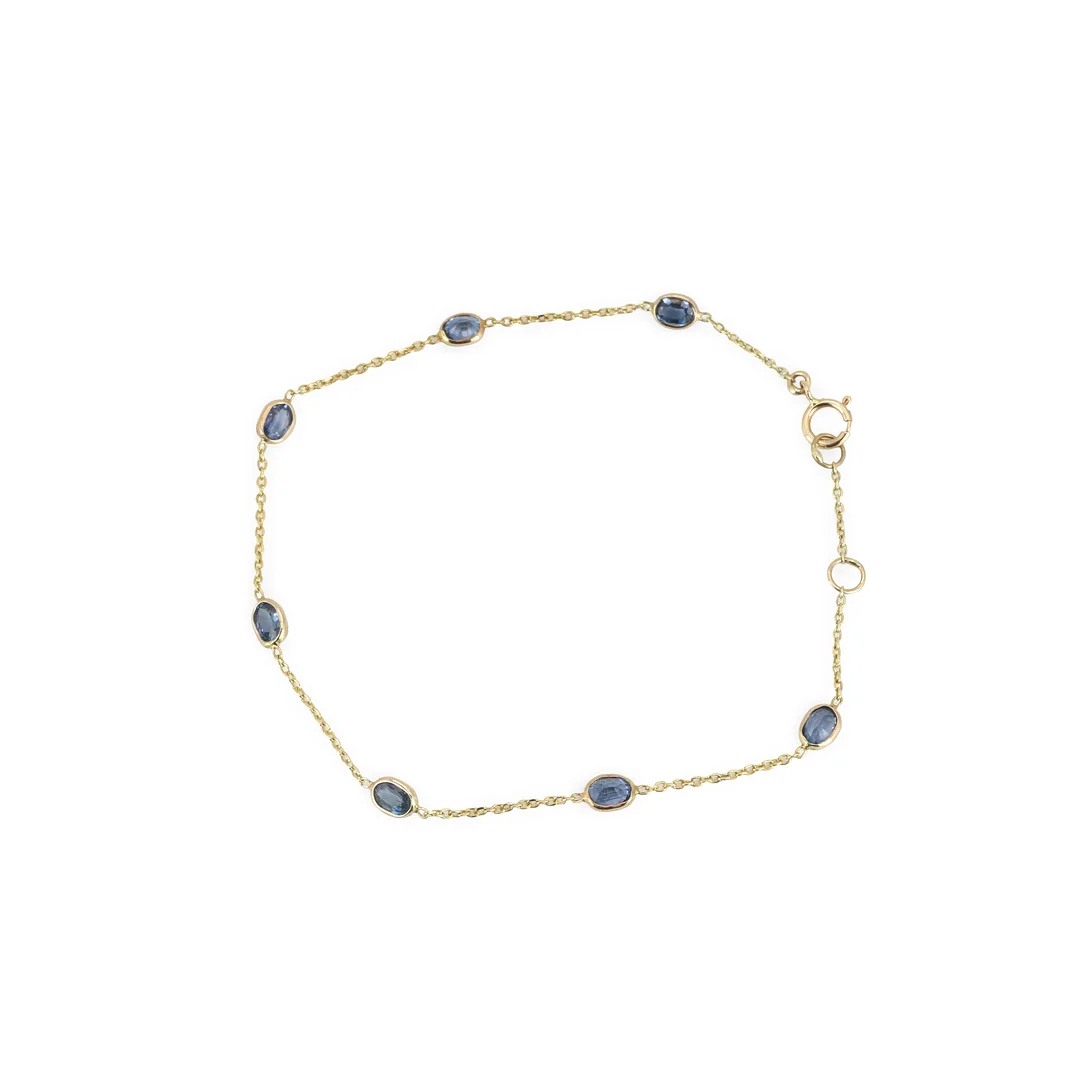 14CT GOLD SAPPHIRE BRACELET. — Bracelets — Chalkwell Auctions