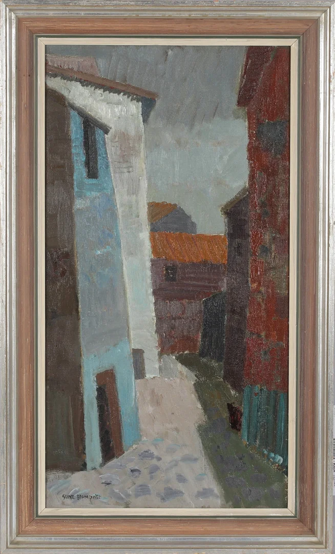 SUNE BLOMQVIST. Bakgata Spanien, olja på duk, signerad. — Paintings — Stadsauktion Sundsvall