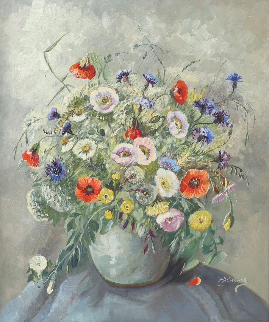 INGEBORG DEBOIS. Blomsterstilleben, olja på duk, signerad I-B. Debois. — Paintings — Helsingborgs Auktionskammare