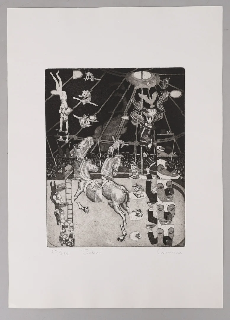 GUNNAR SÖDERSTRÖM 1931-2023. ETSNING, "CIRKUS", SIGNERAD OCH NUMRERAD 216/285. — Engravings & Prints — Crafoord Auktioner Lund