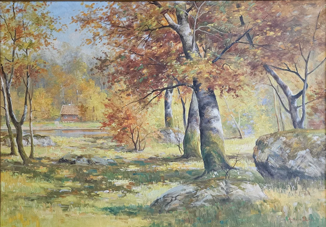 ANSHELM DAHL. Höstlandskap. Olja på duk, signerad Anshelm Dahl. — Paintings — Auktionshuset Thörner & Ek