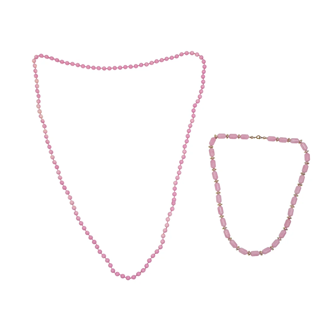 2-TEILIGES SET AUS ENDLOSER PERLENKETTE UND HALSKETTE MIT WALZENFÖRMIGEN GLIEDERN. — Jewellery — Auktionshaus Stuber's Hammerschlag