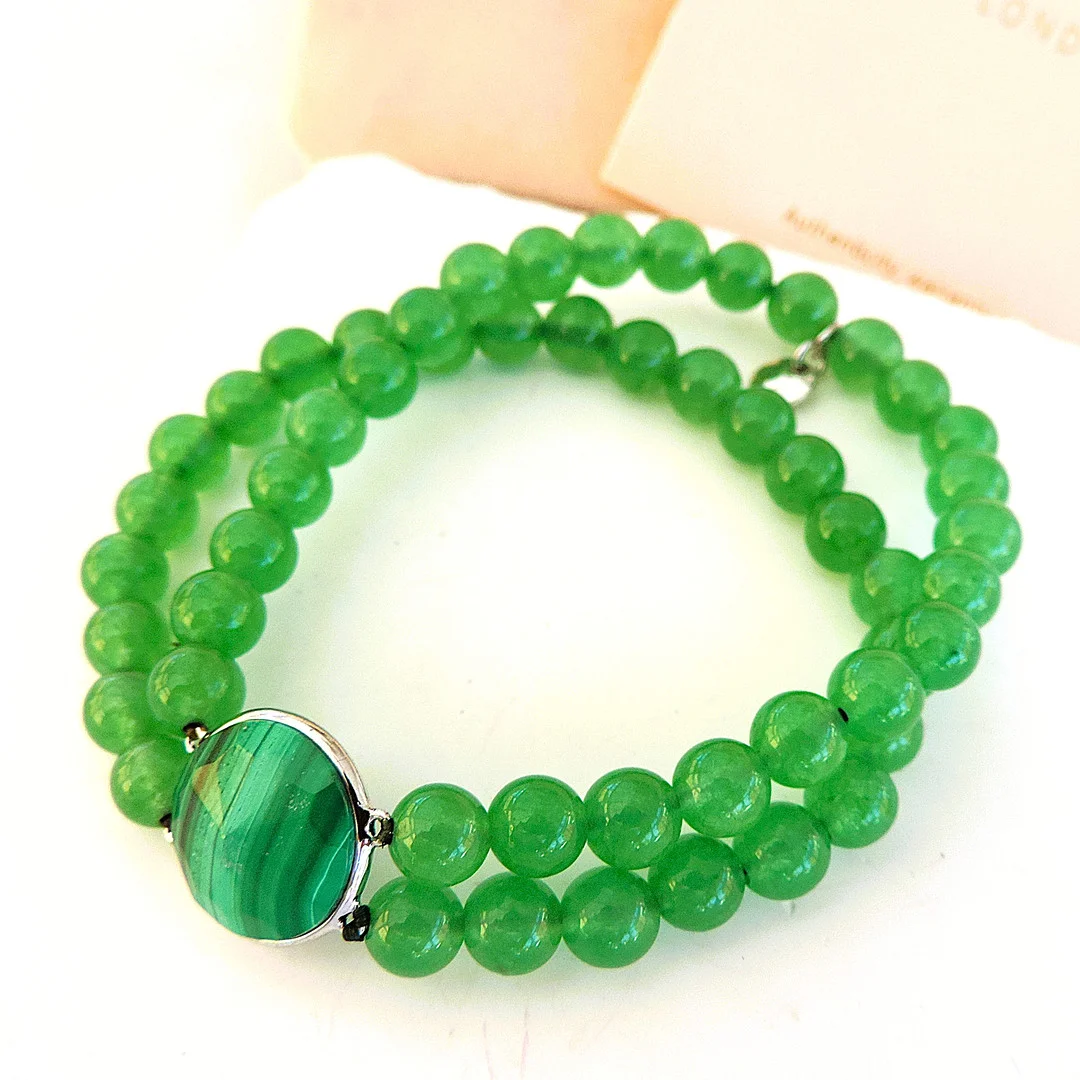 LOLA ROSE LONDON JADE & MALACHITE GEMSTONE BRACELET. — Bracelets — Chalkwell Auctions