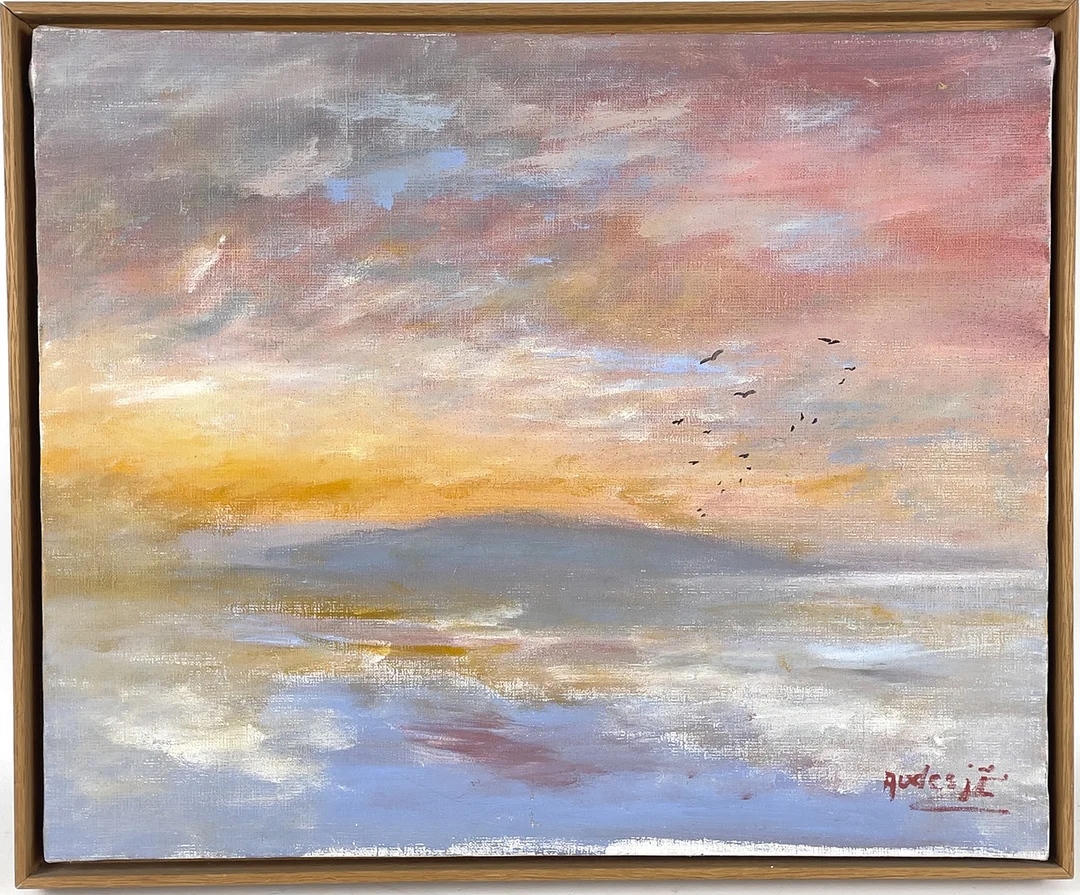 CHARLES AVDESJÖ. OIja på duk "Morgonstämning med blå jungfrun i fonden", signerad. — Paintings — Roslagens Auktionsverk