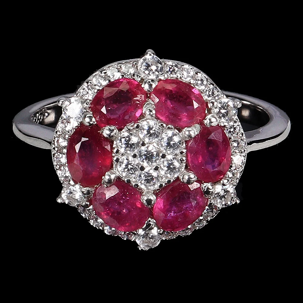 RUBY SILVER CLUSTER RING. — Rings — Chalkwell Auctions