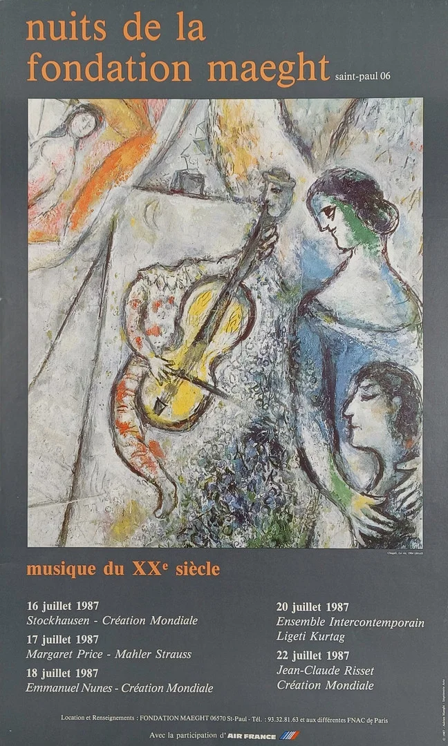 AUSSTELLUNGSPLAKAT „NUITS DE LA FONDATION MEAGHT, MUSIQUE DU XXE SIÈCLE“. — Engravings & Prints — Auktionshaus Blank